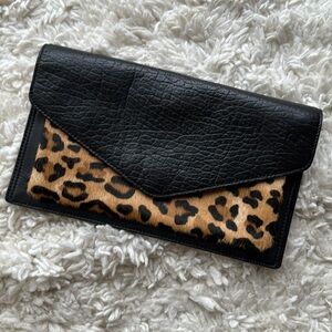 Gap Leopard Print Leather Clutch‎